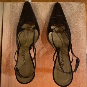 Yves Saint Laurent high heel open back point black heel size 10